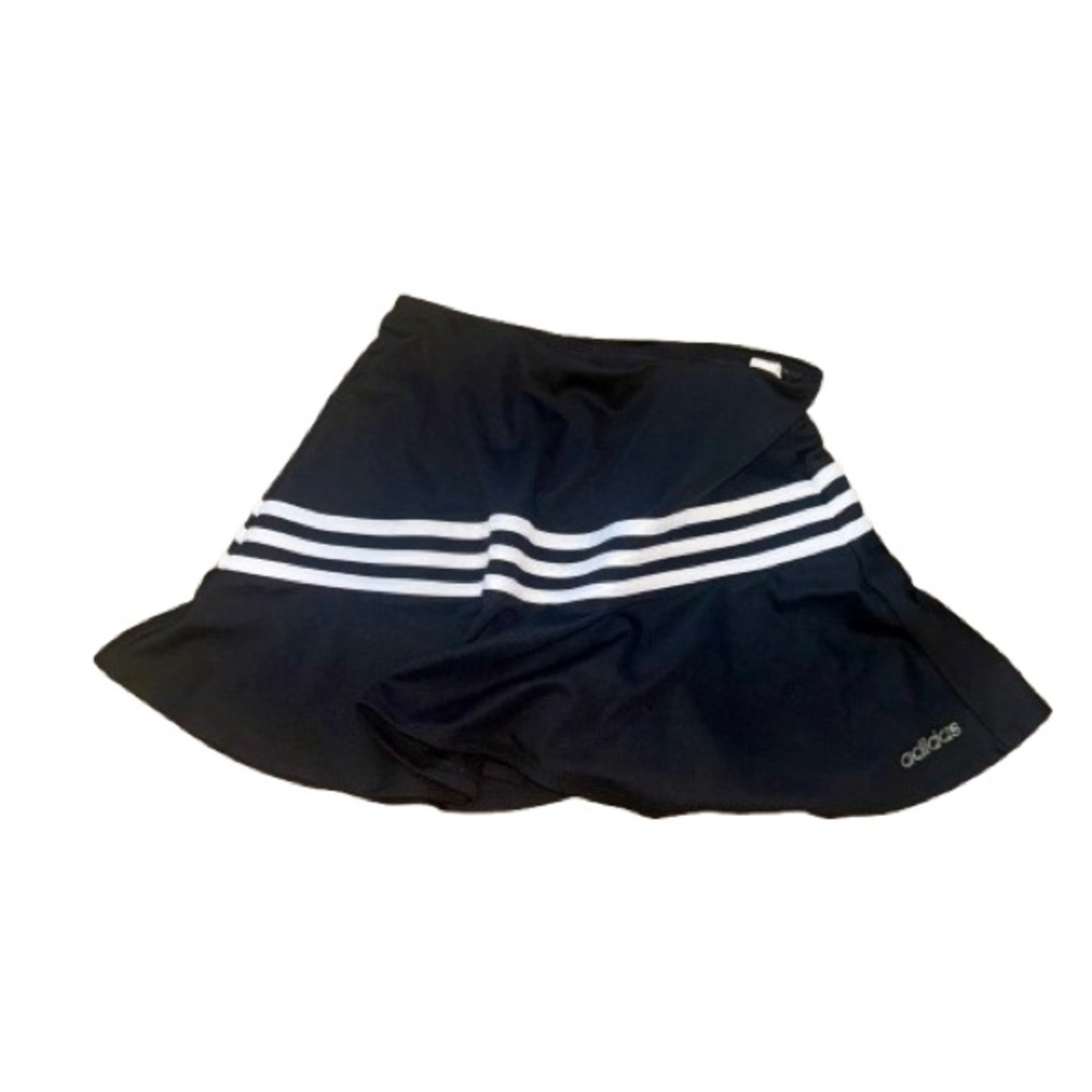 Adidas Athletic Black Skirt with Shorts Built In White Logo Kids Size 14 Large